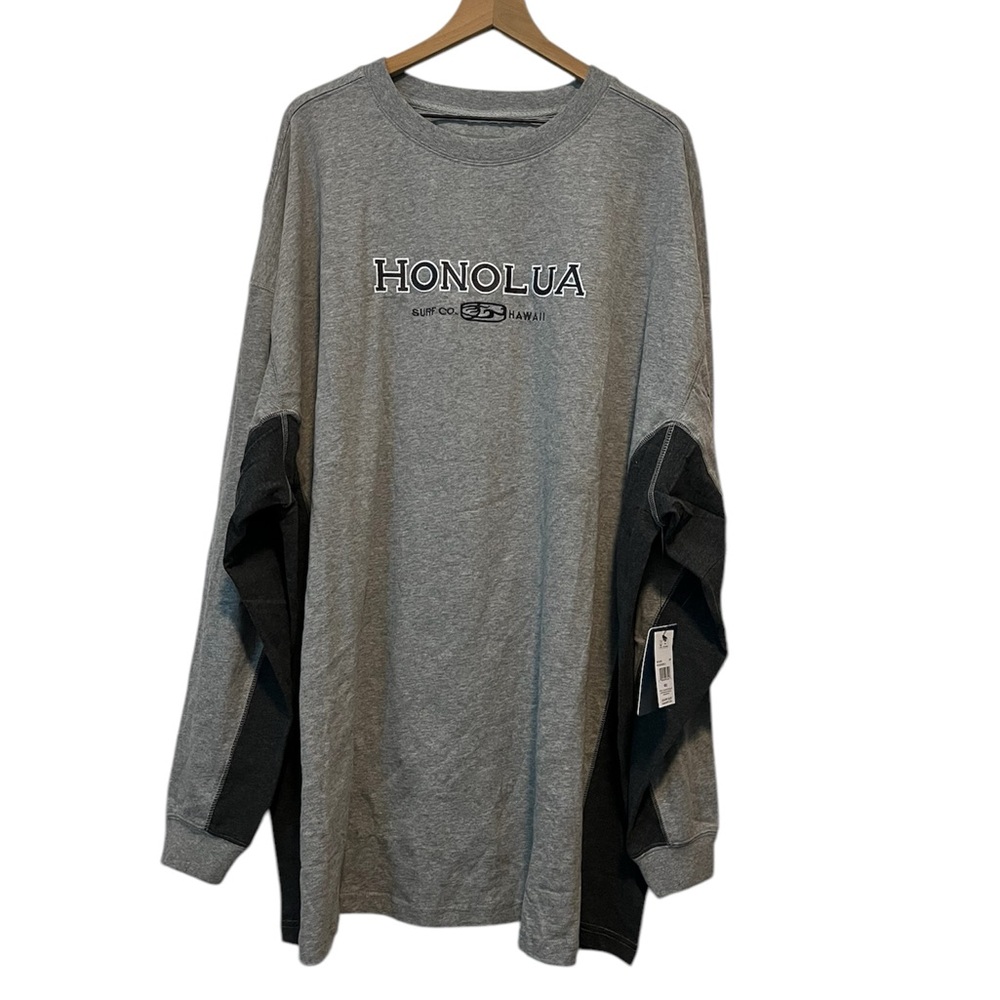 NWT Honolua Surf Co Heavyweight Long Sleeve 3X HI Side Seams Gray/Dark G…